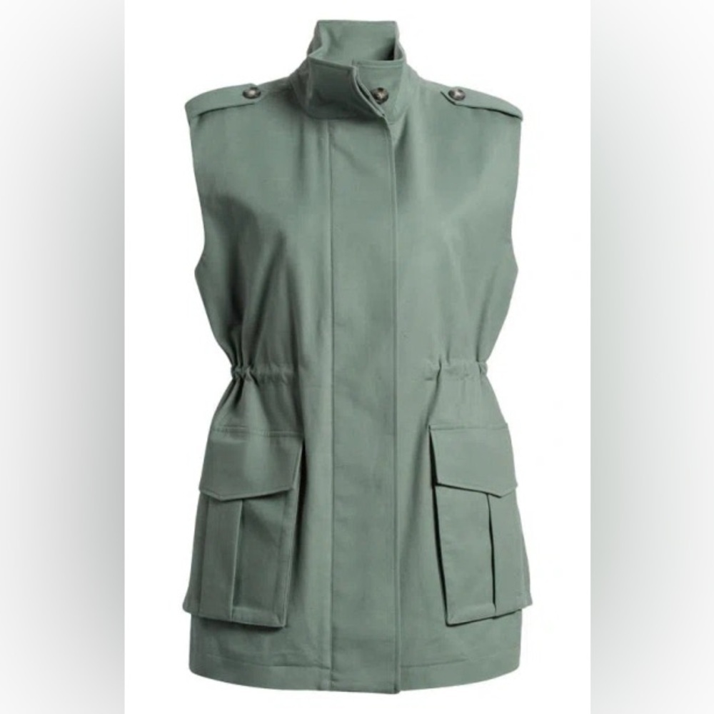 Nordstrom Cotton Utility Vest In Green Duck
